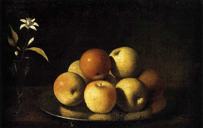 Juan de Zurbaran Still-Life with Plate of Apples and Orange Blossom Norge oil painting art